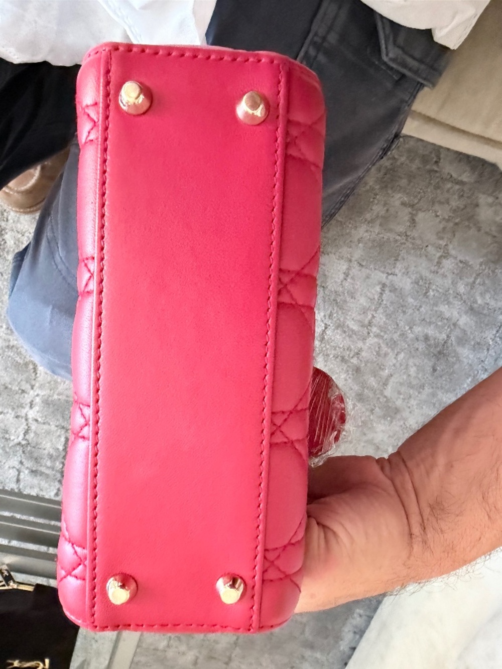 Christian Dior Cannage Mini Lady Dior Fuchsia Lambskin Gold-Tone Hardware